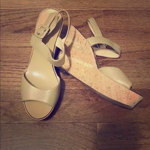 Leather and cork wedges